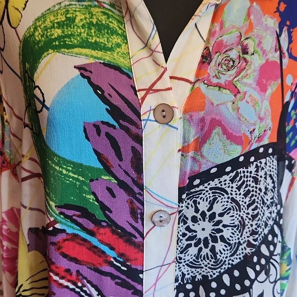 John Mark Multicolor Floral Shirt Dress - Picture 3 of 11